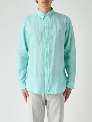 1. Camicia uomo slim fit in lino Turchese