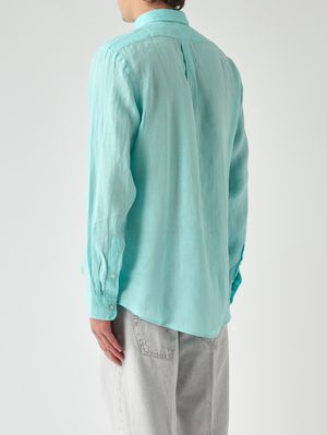 3. Camicia uomo slim fit in lino Turchese