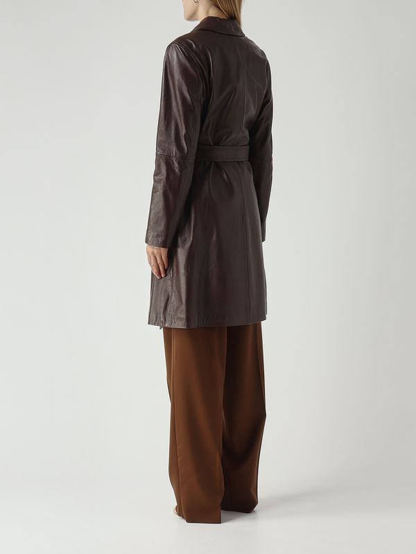 4. Women's Amaca leather trench coat Chocolate Max Mara Studio 2616471011600