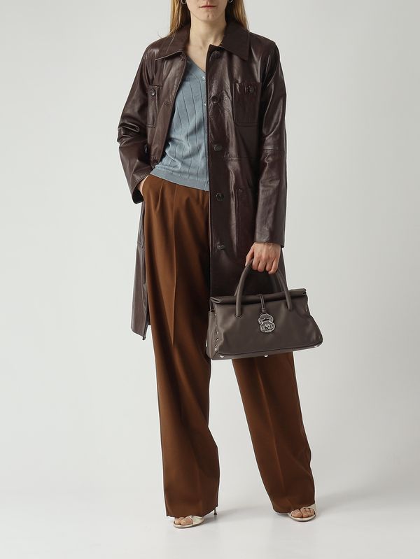 2. Women's Amaca leather trench coat Chocolate Max Mara Studio 2616471011600