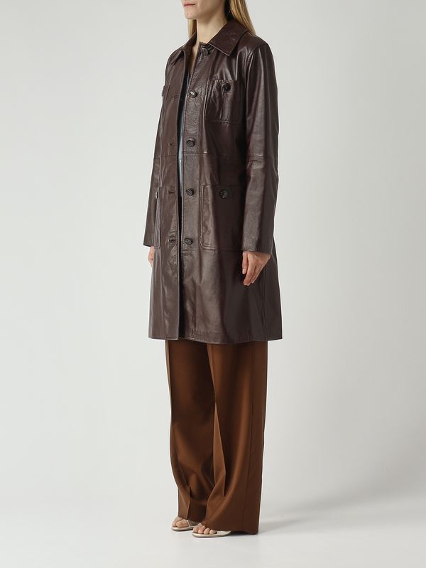 3. Women's Amaca leather trench coat Chocolate Max Mara Studio 2616471011600