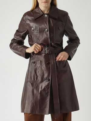 5. Women's Amaca leather trench coat Chocolate
