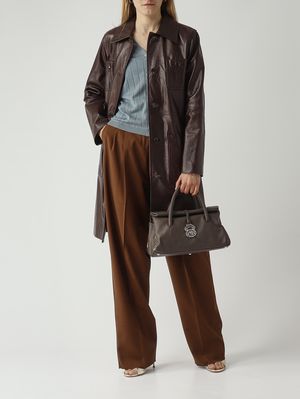 2. Women's Amaca leather trench coat Chocolate
