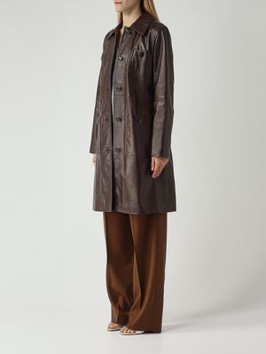 3. Women's Amaca leather trench coat Chocolate