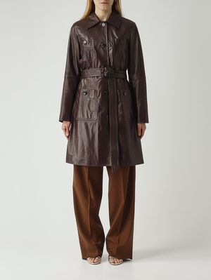 1. Women's Amaca leather trench coat Chocolate