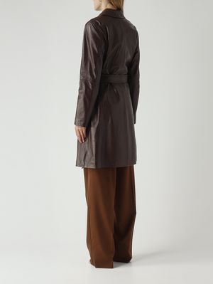 4. Women's Amaca leather trench coat Chocolate