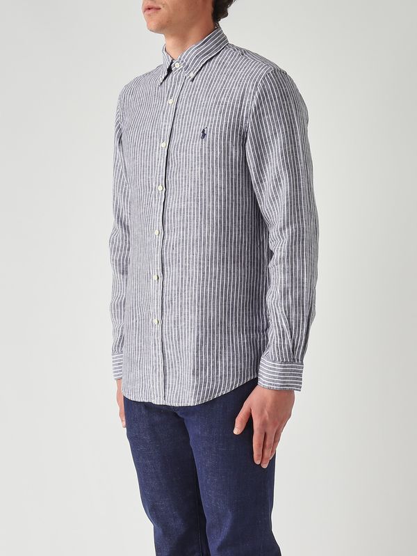 2. Herrenhemd Custom Fit aus Leinen Weiß-Marine Polo Ralph Lauren 710b15594