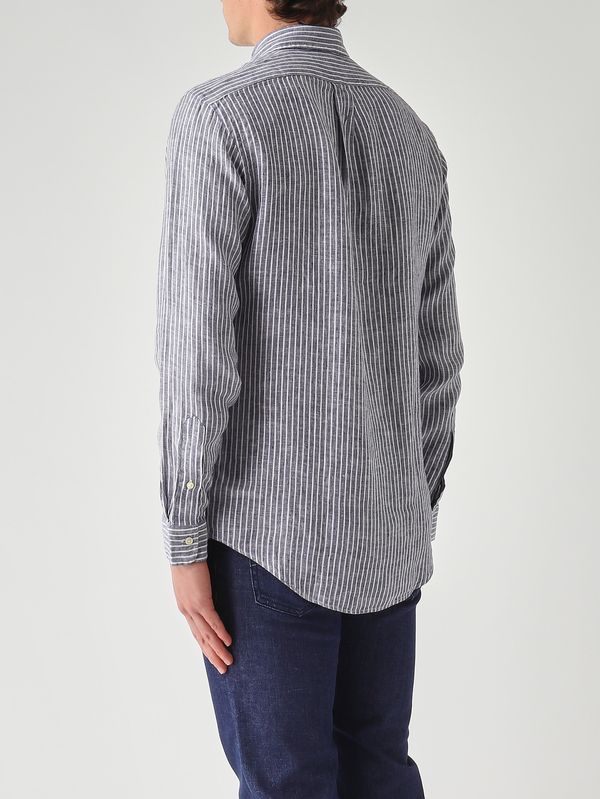 3. Herrenhemd Custom Fit aus Leinen Weiß-Marine Polo Ralph Lauren 710b15594