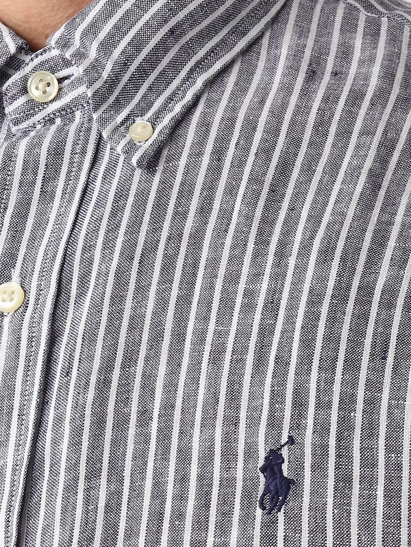 4. Herrenhemd Custom Fit aus Leinen Weiß-Marine Polo Ralph Lauren 710b15594
