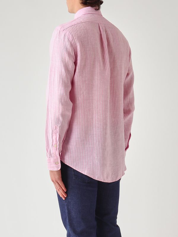 3. Camisa de hombre Custom Fit de lino Blanco-Rosa Polo Ralph Lauren 710b15594