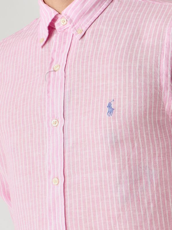 4. Camisa de hombre Custom Fit de lino Blanco-Rosa Polo Ralph Lauren 710b15594