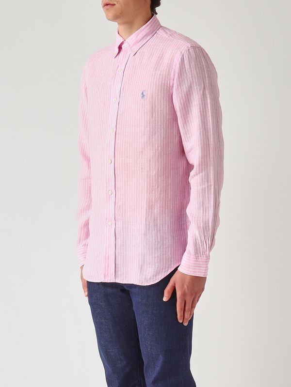 2. Camisa de hombre Custom Fit de lino Blanco-Rosa Polo Ralph Lauren 710b15594