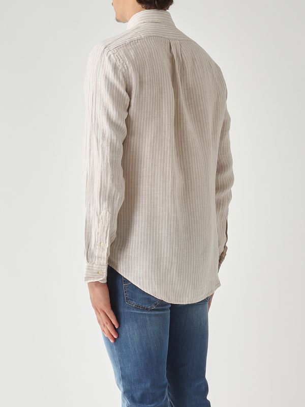 4. Herrenhemd Custom Fit aus Leinen Weiß-Beige Polo Ralph Lauren 710b15594