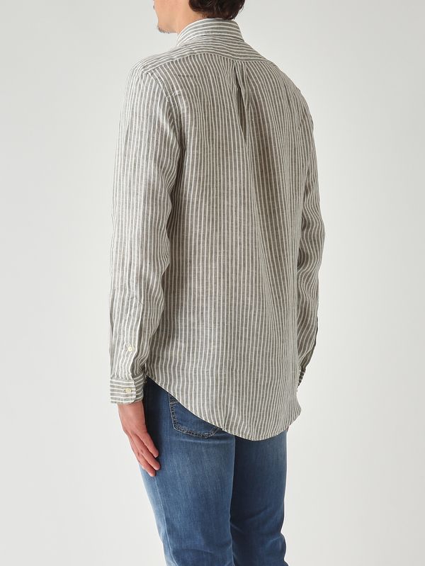 4. Camicia uomo custom fit in lino Bianco-Oliva Polo Ralph Lauren 710b15594