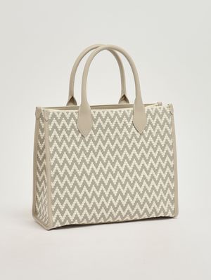 2. Mädchen-Handtasche aus Jacquard-Stoff Ecru