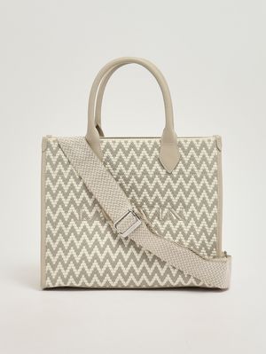 3. Mädchen-Handtasche aus Jacquard-Stoff Ecru