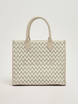 1. Mädchen-Handtasche aus Jacquard-Stoff Ecru