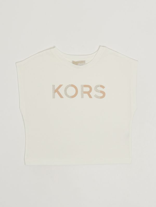 Mädchen-T-Shirt aus Baumwolle Schmutziges Weiß Michael Kors