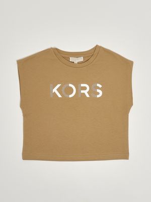 1. Girls' cotton T-shirt Beige