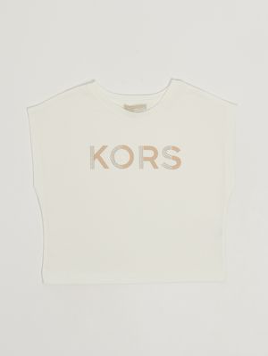 1. Mädchen-T-Shirt aus Baumwolle Schmutziges Weiß