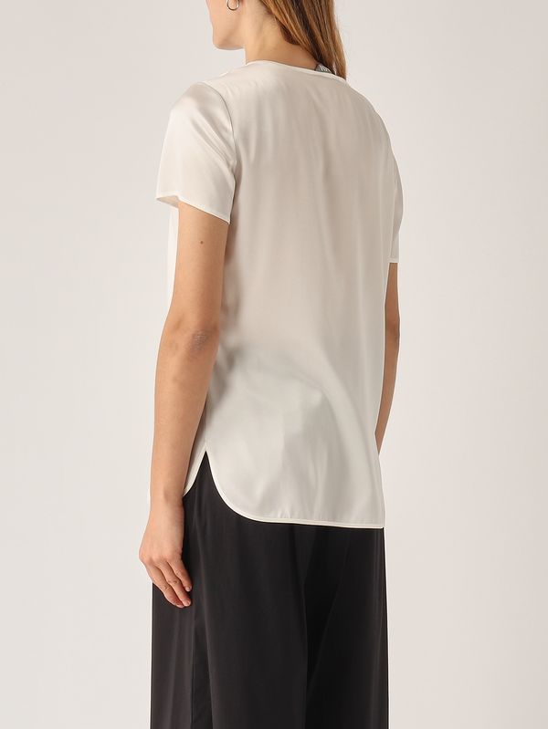4. Blusa de mujer Cortona de seda elástica Blanco óptico MM Max Mara 2616111037600