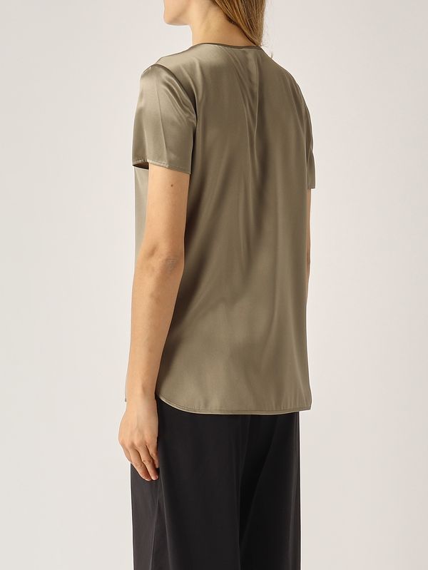 4. Blouse Cortona en soie extensible pour femme Vert olive MM Max Mara 2616111037600
