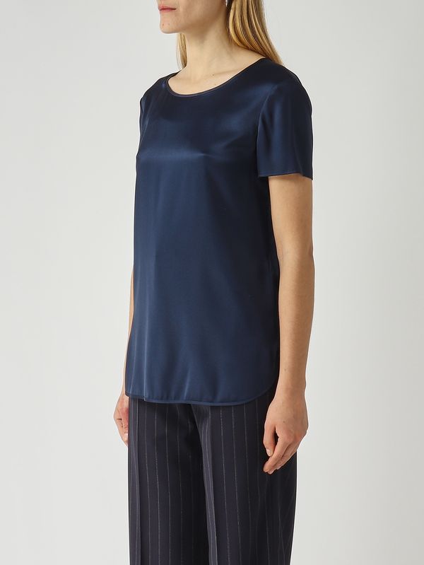 3. Blouse Cortona en soie extensible pour femme Bleu marine MM Max Mara 2616111037600