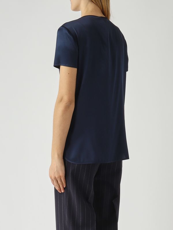 4. Blouse Cortona en soie extensible pour femme Bleu marine MM Max Mara 2616111037600