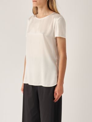3. Blusa de mujer Cortona de seda elástica Blanco óptico
