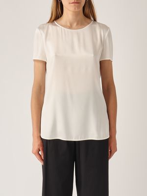 1. Blusa de mujer Cortona de seda elástica Blanco óptico