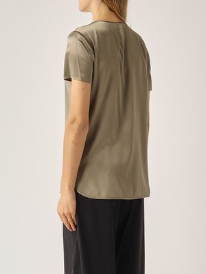4. Blouse Cortona en soie extensible pour femme Vert olive