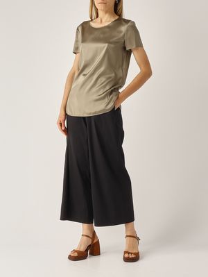2. Blouse Cortona en soie extensible pour femme Vert olive