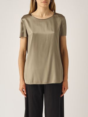 1. Blouse Cortona en soie extensible pour femme Vert olive