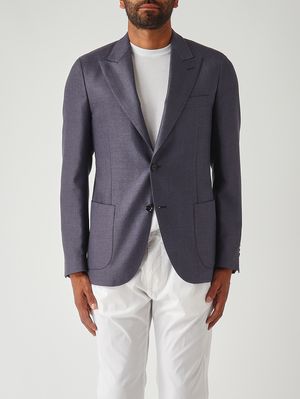 1. Iconischer Herrenblazer aus Wolle und Seide Avio