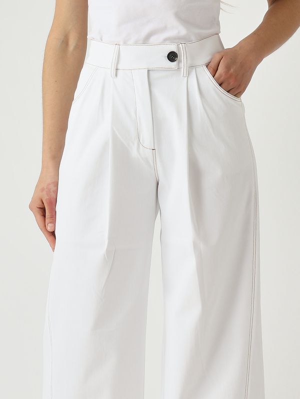 MM Max Mara Women's Sarta trousers in stretch cotton blend - Off