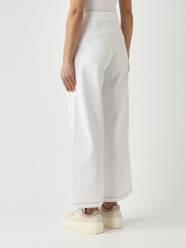 4. Pantalón de mujer Sarta de mezcla de algodón elástica Blanco roto MM Max Mara 2616781017600