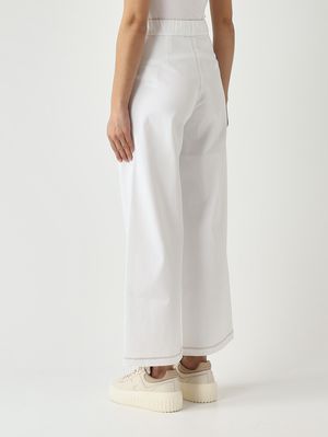 4. Pantalón de mujer Sarta de mezcla de algodón elástica Blanco roto
