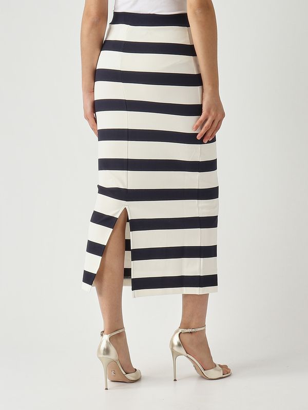 6. Damenrock Riviera aus Stretchgewebe Weiß-Marineblau MM Max Mara 2616771017600
