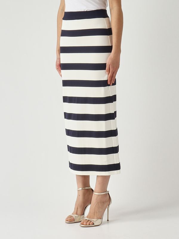 2. Damenrock Riviera aus Stretchgewebe Weiß-Marineblau MM Max Mara 2616771017600