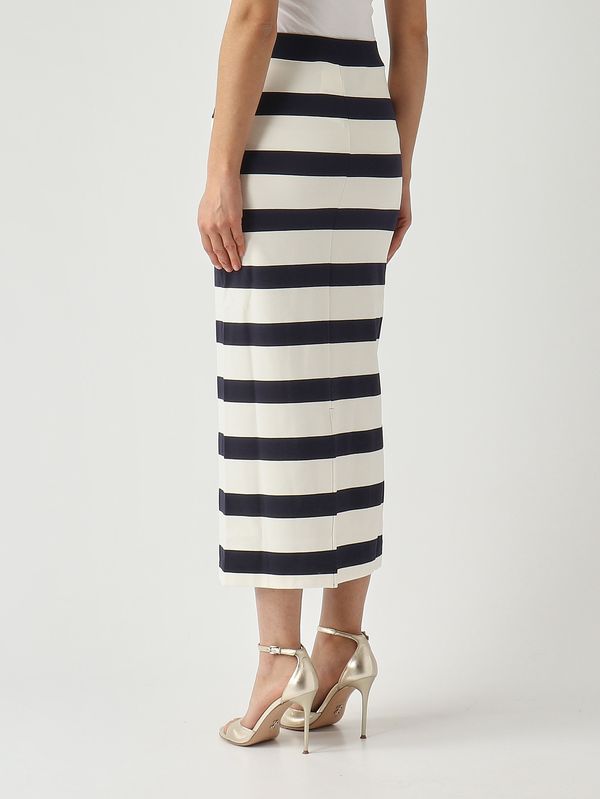 5. Damenrock Riviera aus Stretchgewebe Weiß-Marineblau MM Max Mara 2616771017600