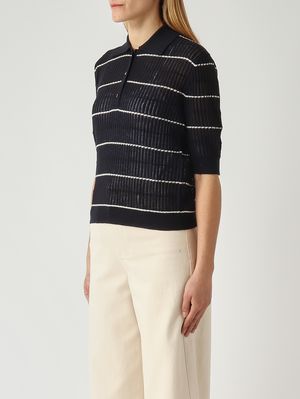 3. Damenpullover von Gallo aus Seide und Wolle Marineblau