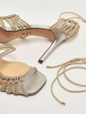 4. Women's Molì heeled sandals in crystal mesh Gold