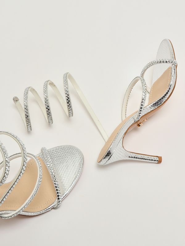 4. Women's Zeja sandal in crystal mesh Silver Twentyfourhaitch sh378