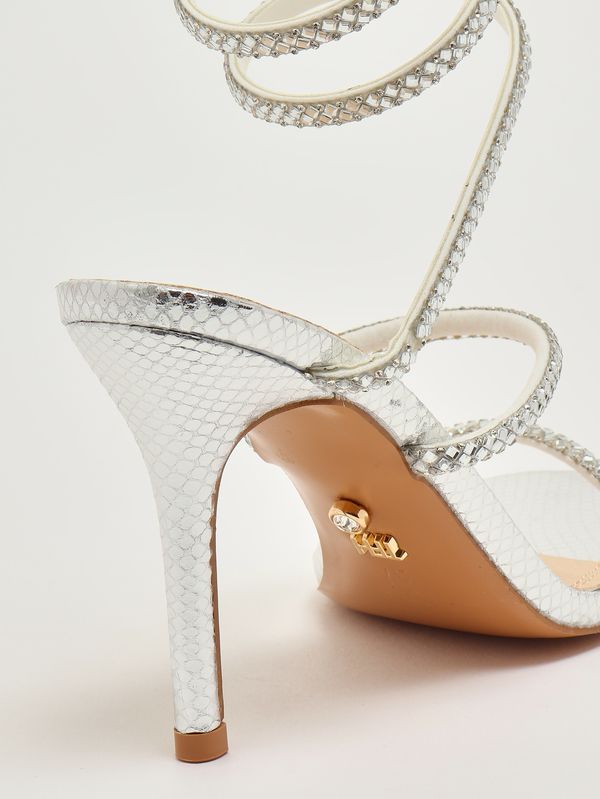 5. Women's Zeja sandal in crystal mesh Silver Twentyfourhaitch sh378