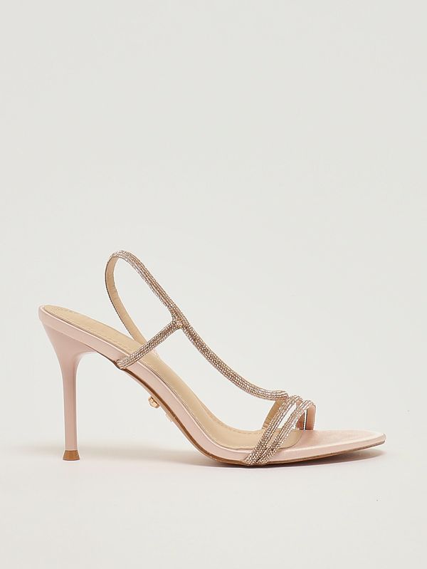 1. Sandale femme Flamenco en satin et strass Poudre Twentyfourhaitch s0092