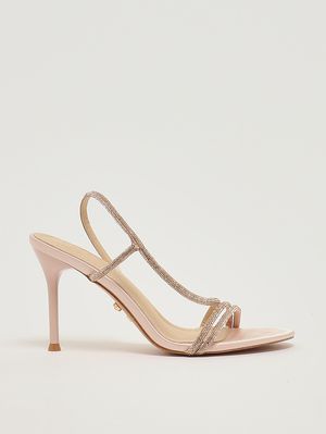1. Sandale femme Flamenco en satin et strass Poudre