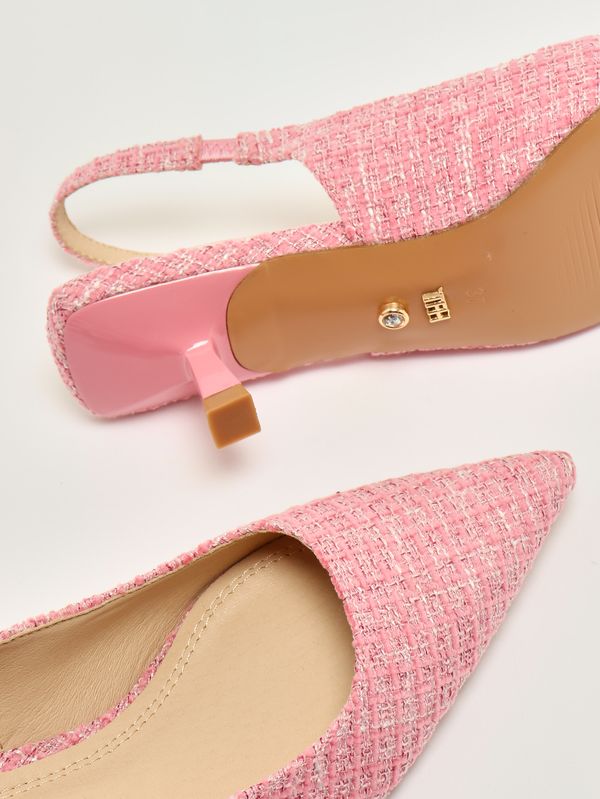 4. Zapatos de salón para mujer Lindos en tejido tweed Rosa Twentyfourhaitch s0095