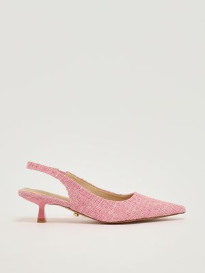 1. Zapatos de salón para mujer Lindos en tejido tweed Rosa