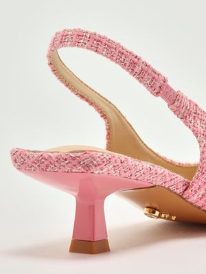 5. Zapatos de salón para mujer Lindos en tejido tweed Rosa