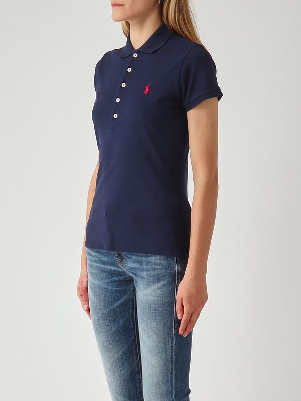 3. Polo de mujer Julie de corte entallado en piqué de algodón elástico Azul marino Polo Ralph Lauren 211870245